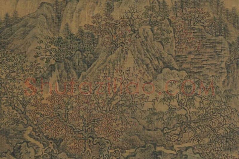 05-宋李唐画四时山水《岩树蒸霞》局部