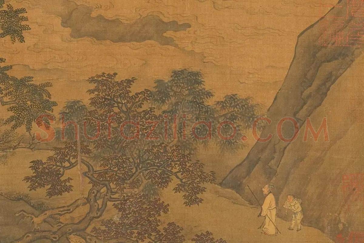 李唐山水画《唐松壑流泉卷》局部 (1)