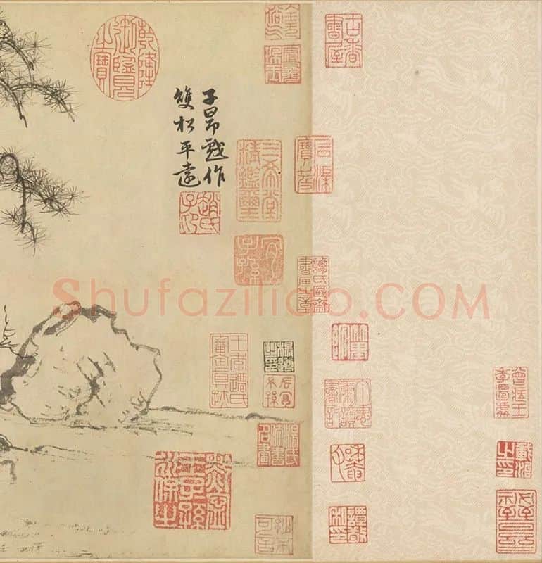赵孟頫山水画《双松平远图》全卷_10