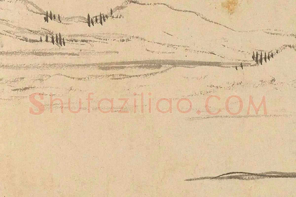 赵孟頫山水画作品《双松平远图》局部 (6)