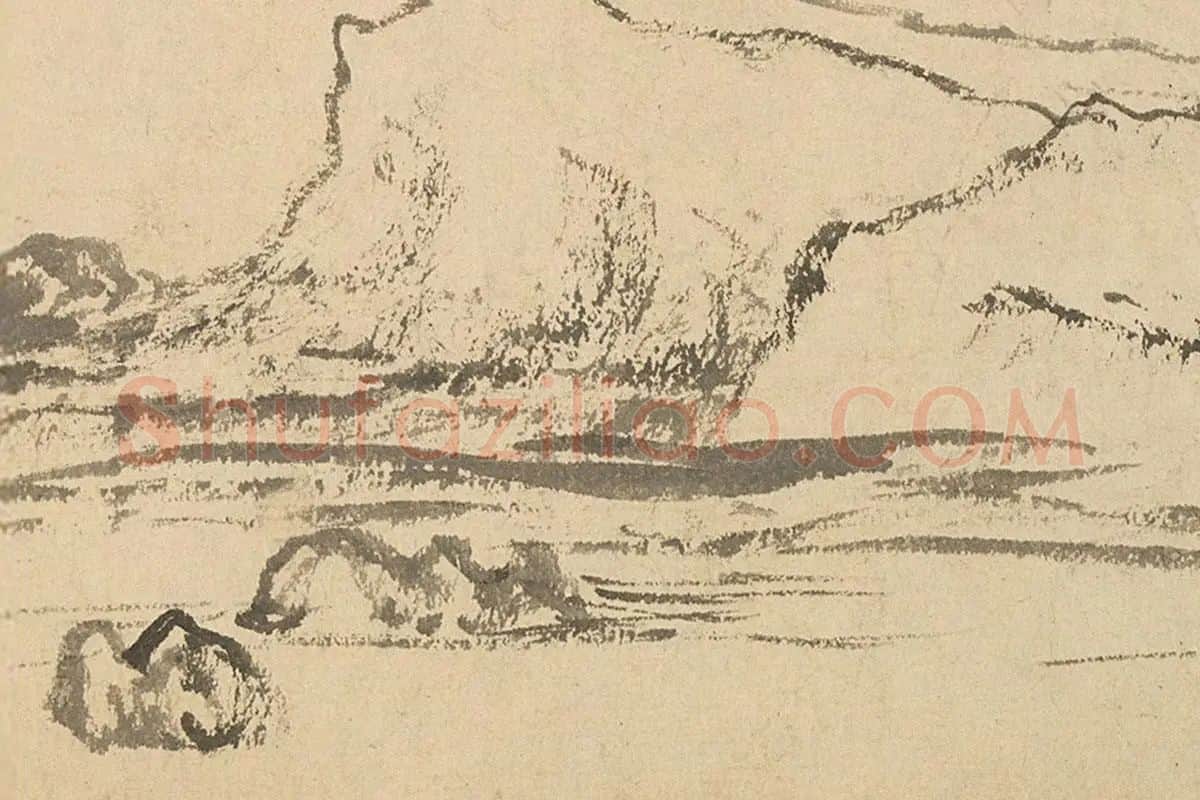 赵孟頫山水画作品《双松平远图》局部 (9)