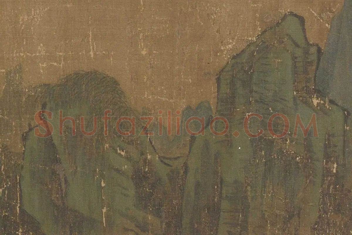 李唐山水画《长夏江寺图》卷局部 (3)