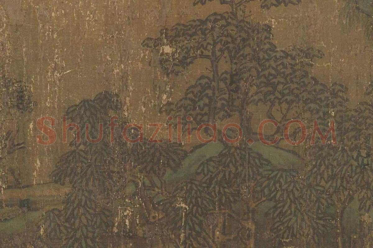李唐山水画《长夏江寺图》卷局部 (4)