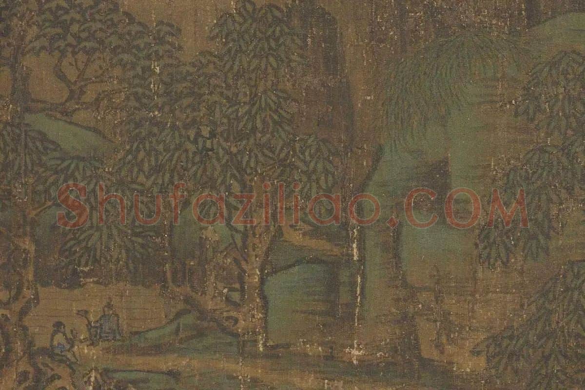 李唐山水画《长夏江寺图》卷局部 (6)