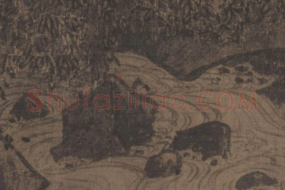 李唐山水人物画《濠梁秋水图》高清大图局部细节 (4)
