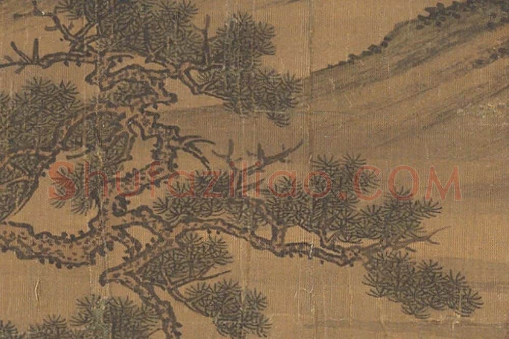 赵雍《孤鹤横江图》团扇山水画局部 (6)