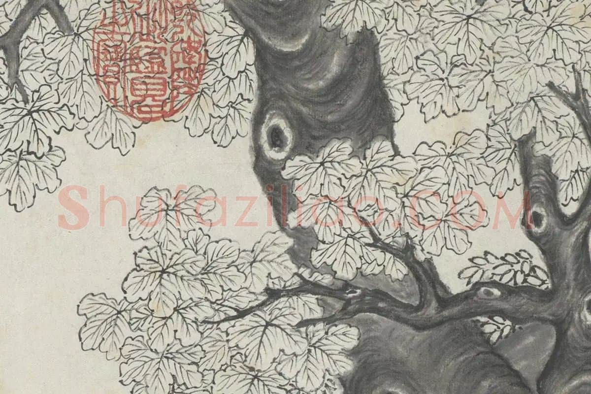 丁云鹏《应真云汇》卷局部 (1)