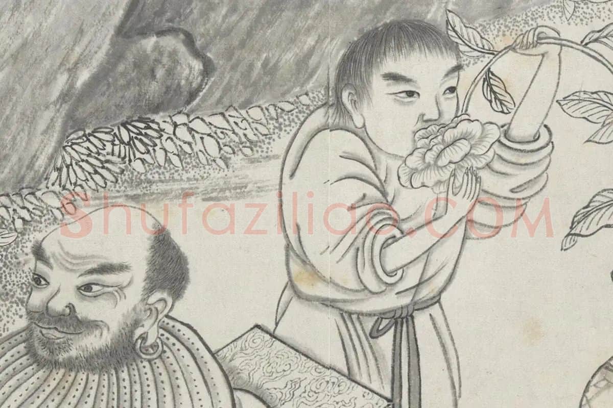 丁云鹏《应真云汇》卷局部 (2)