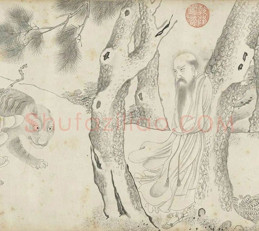 丁云鹏白描《应真卷》_02