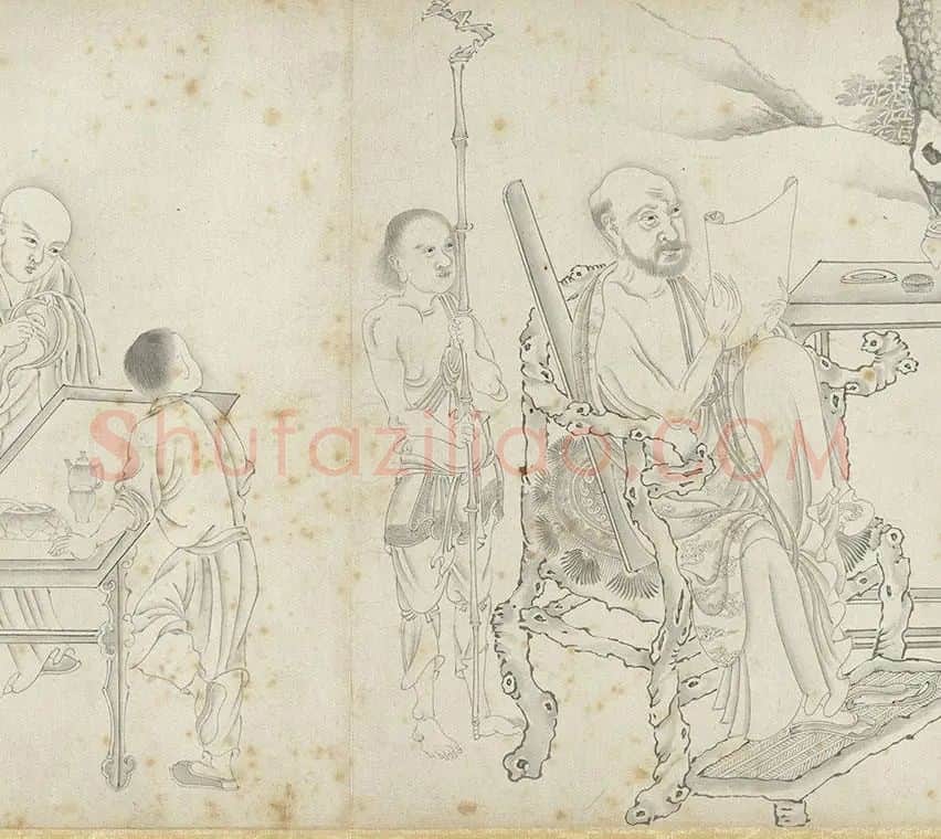 丁云鹏白描《应真卷》_10