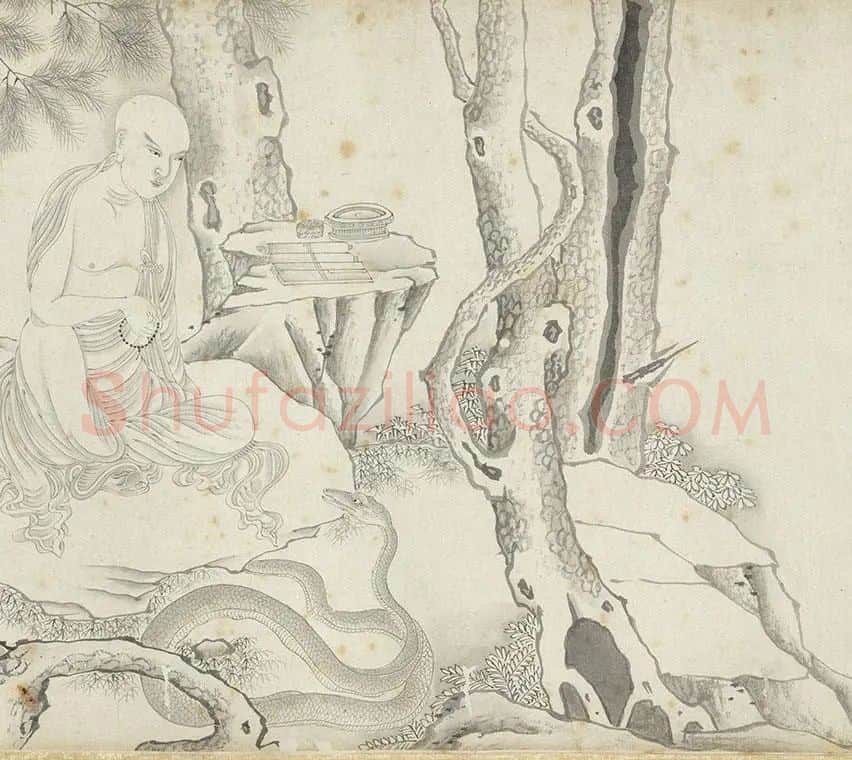 丁云鹏白描《应真卷》_12