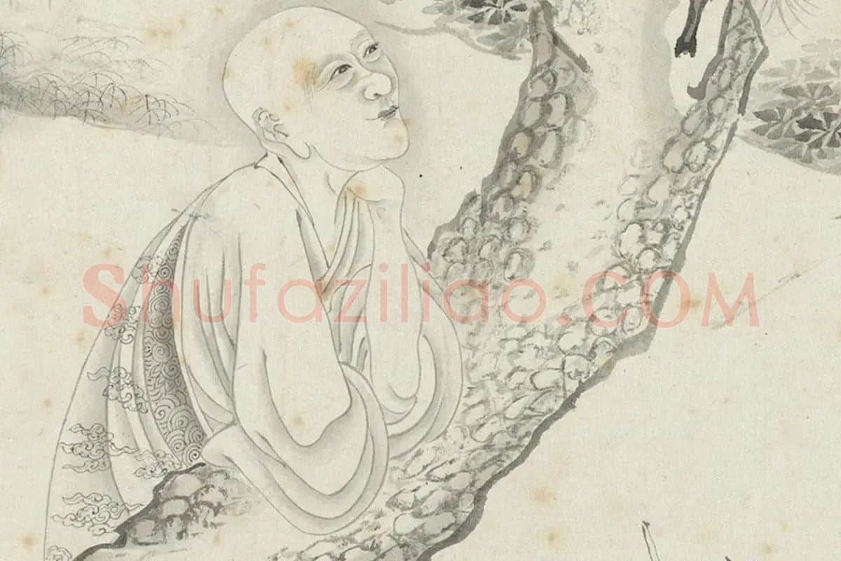 丁云鹏白描《应真卷》局部 (5)