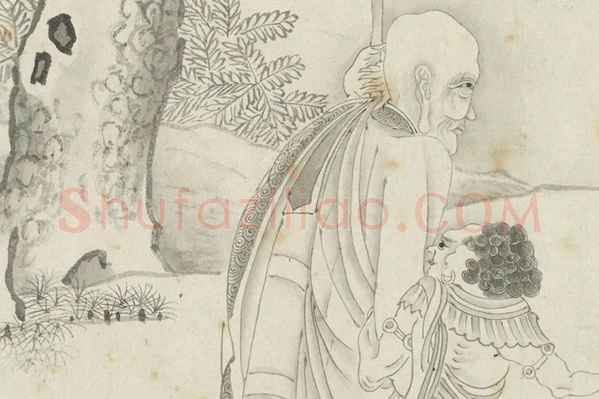 丁云鹏白描《应真卷》局部 (6)