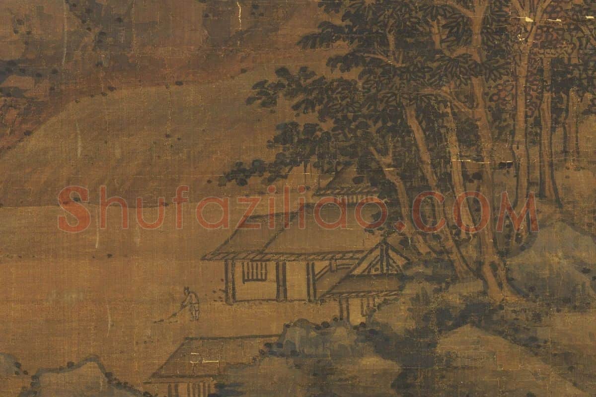 赵雍山水画《江山放艇图》局部 (2)