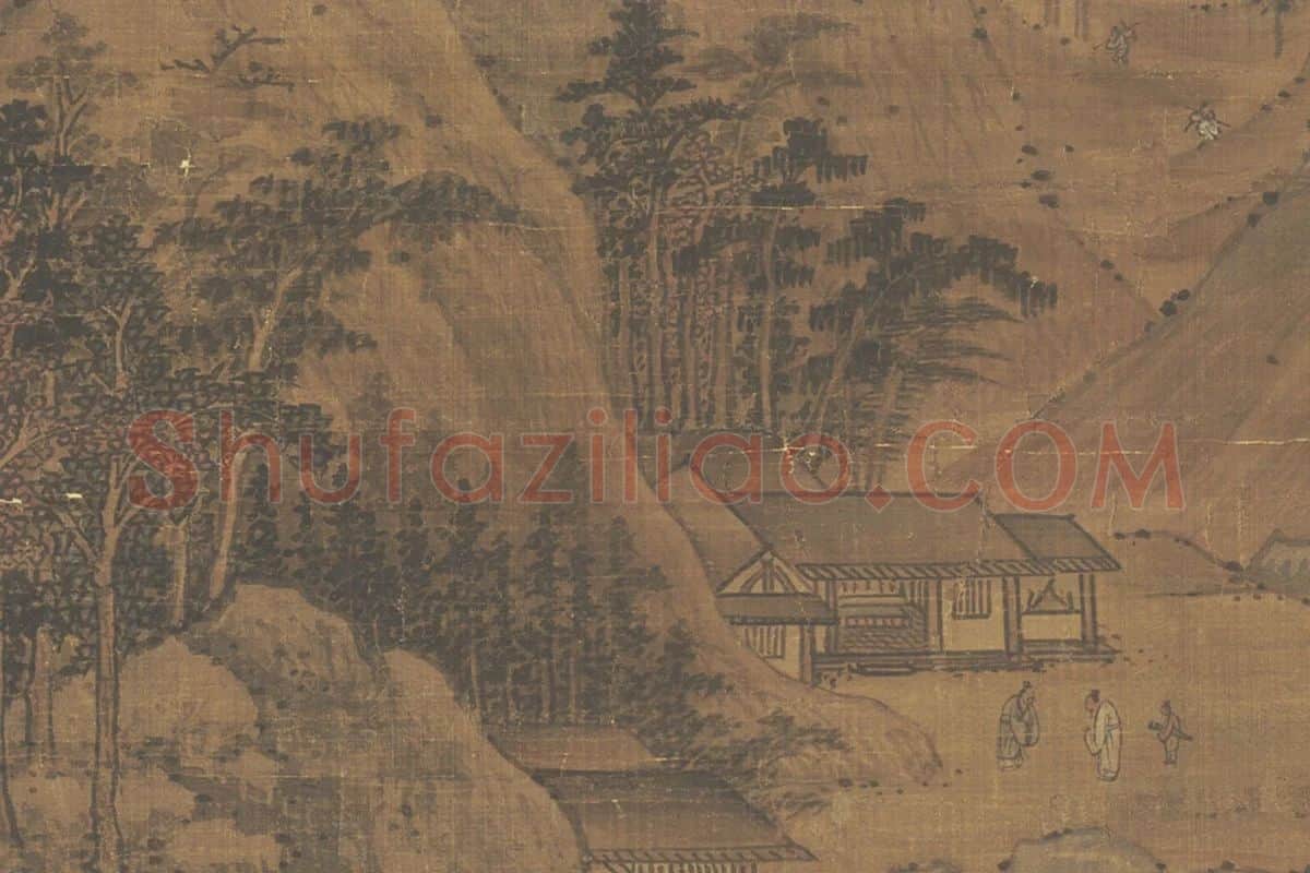 赵雍山水画《江山放艇图》局部(7)