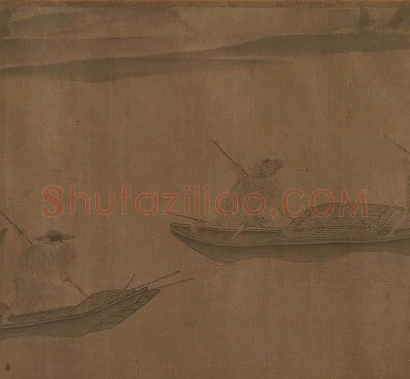 李唐山水人物画《风雨归舟》卷_08