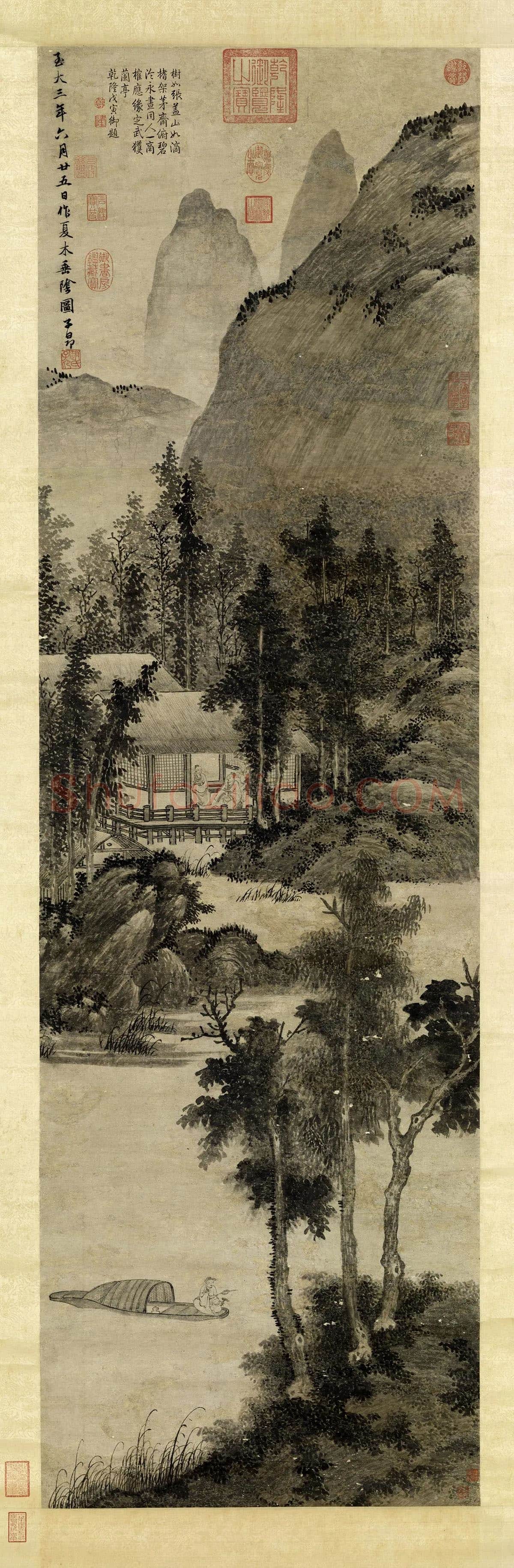 赵孟頫水墨山水画《夏木垂阴图》