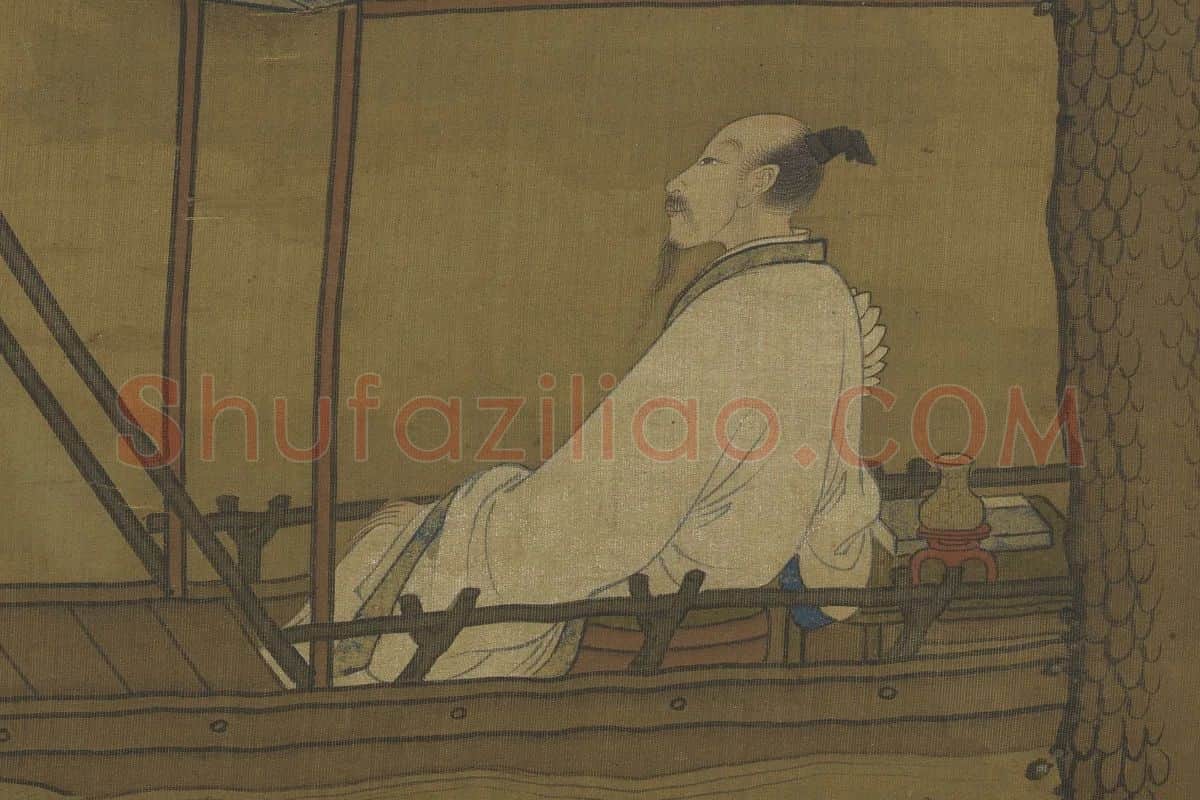 山水人物画《松阴晚棹图》局部 (1)