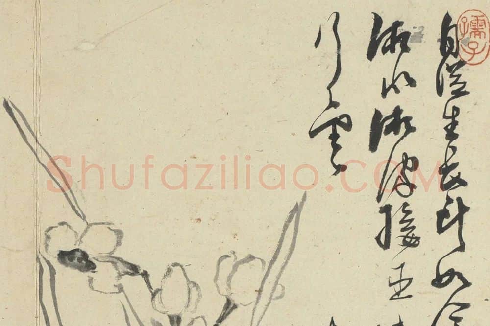 徐渭《水墨画水仙页》局部 (1)