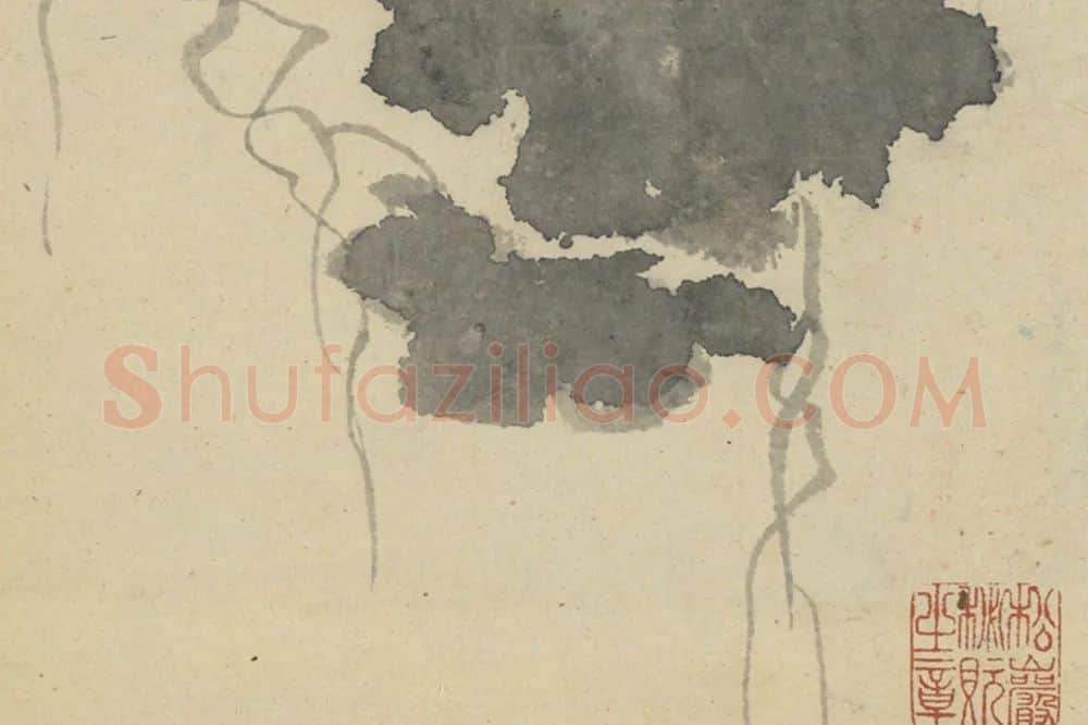 徐渭写意画《水墨画葡萄》局部 (1)