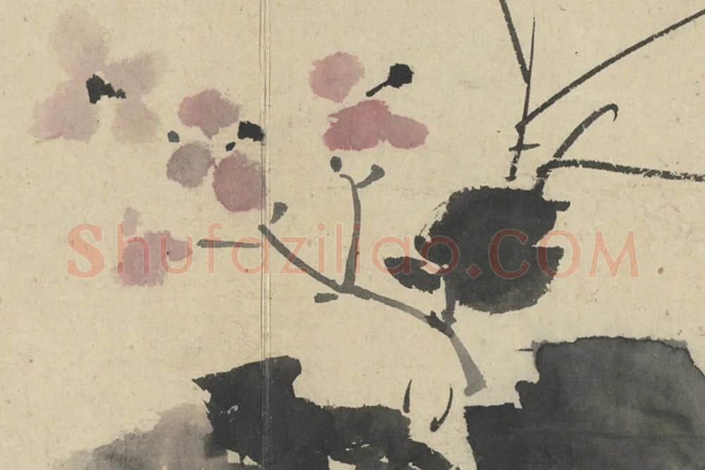 徐渭《浅设色画海棠》局部 (1)