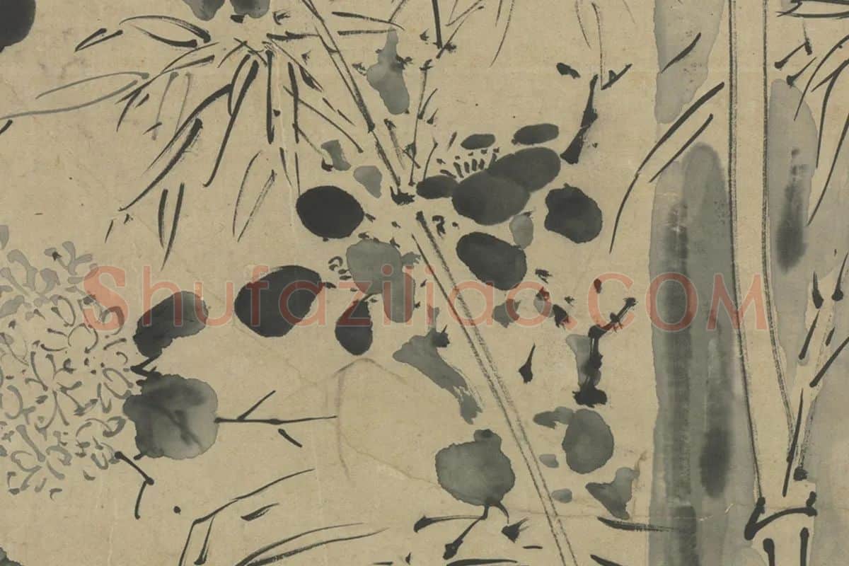 徐渭水墨画《花竹轴》局部 (6)