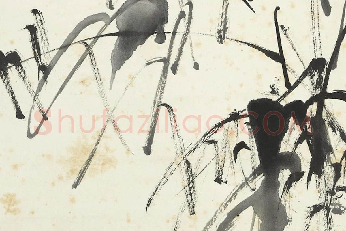 徐渭写意水墨画《竹下牡丹》局部 (6)