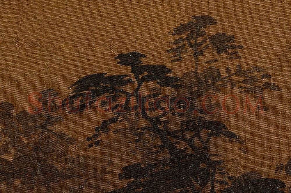 夏圭《泽畔疾风图》山水团扇局部 (2)