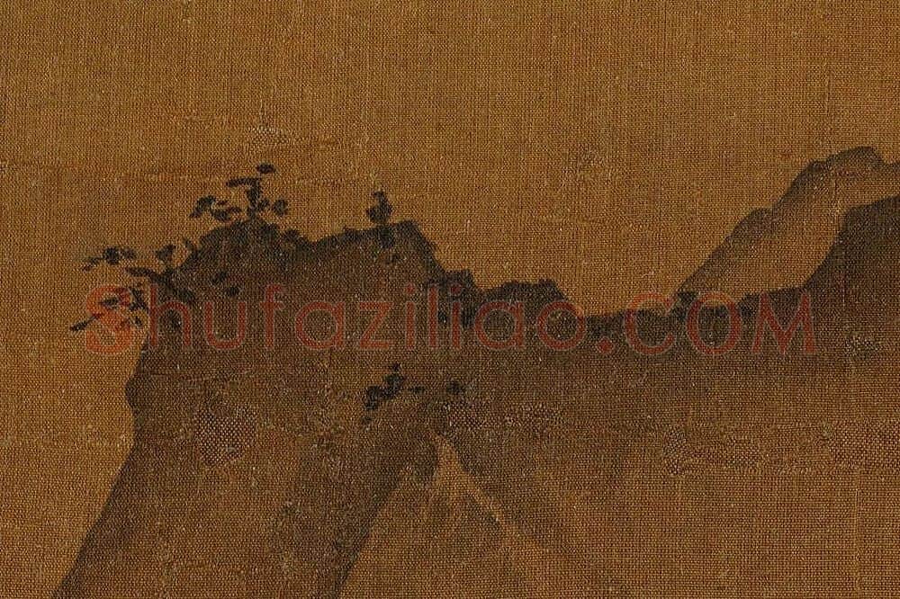 夏圭《泽畔疾风图》山水团扇局部 (4)