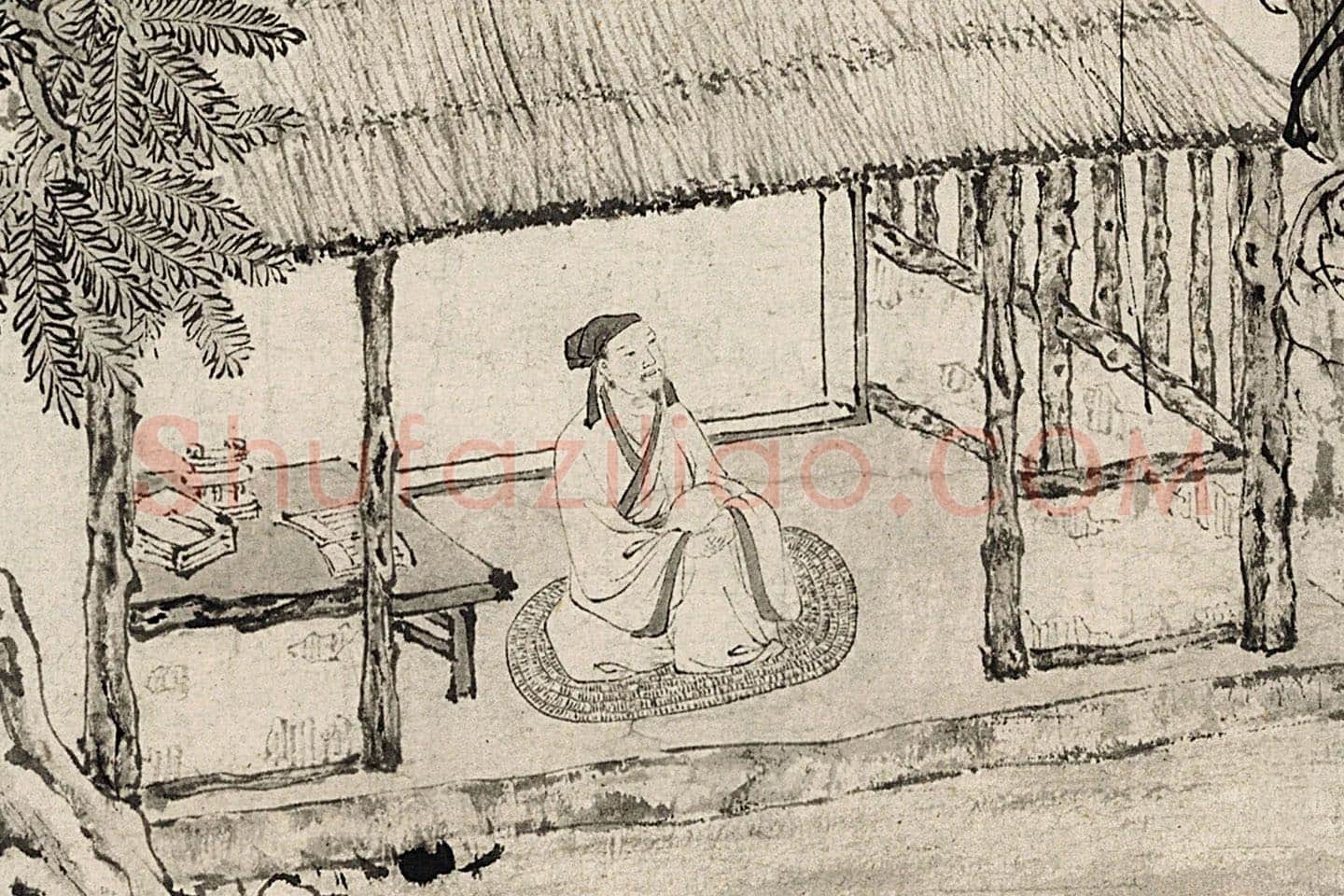 唐寅《悟阳子养性图》高清大图局部 (1)