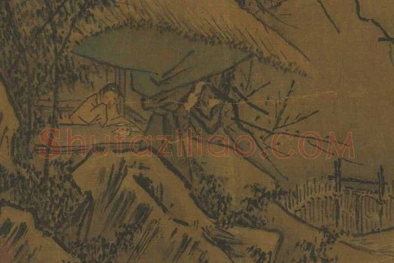 夏圭《雪屋吟梅图》局部 (1)