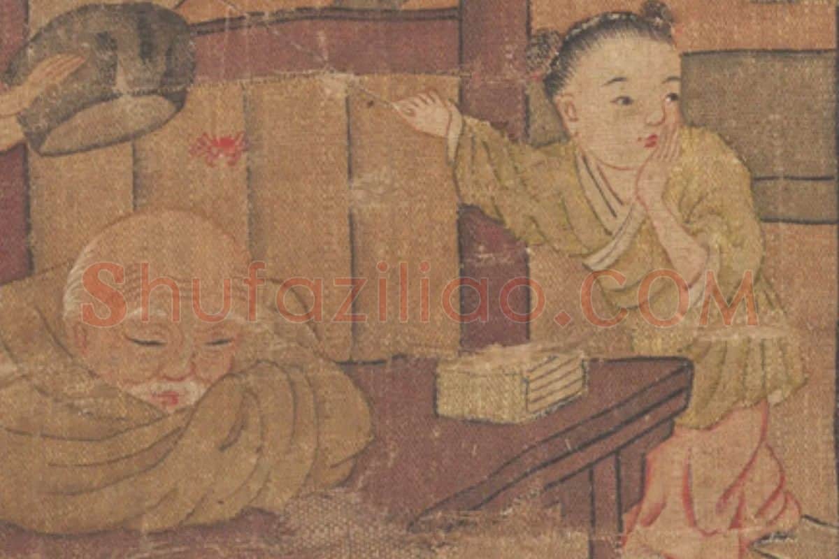 明代人物画《学童闹堂》局部 (1)