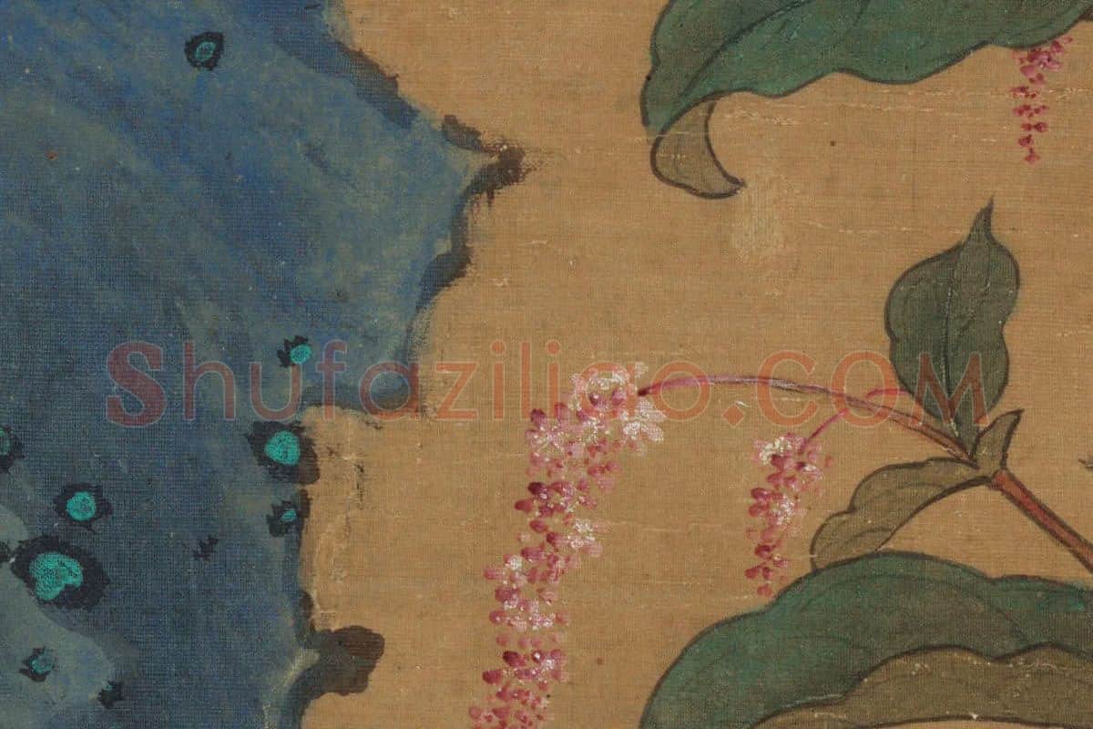 文俶工笔花鸟画《秋花蛱蝶图》高清大图局部 (2)