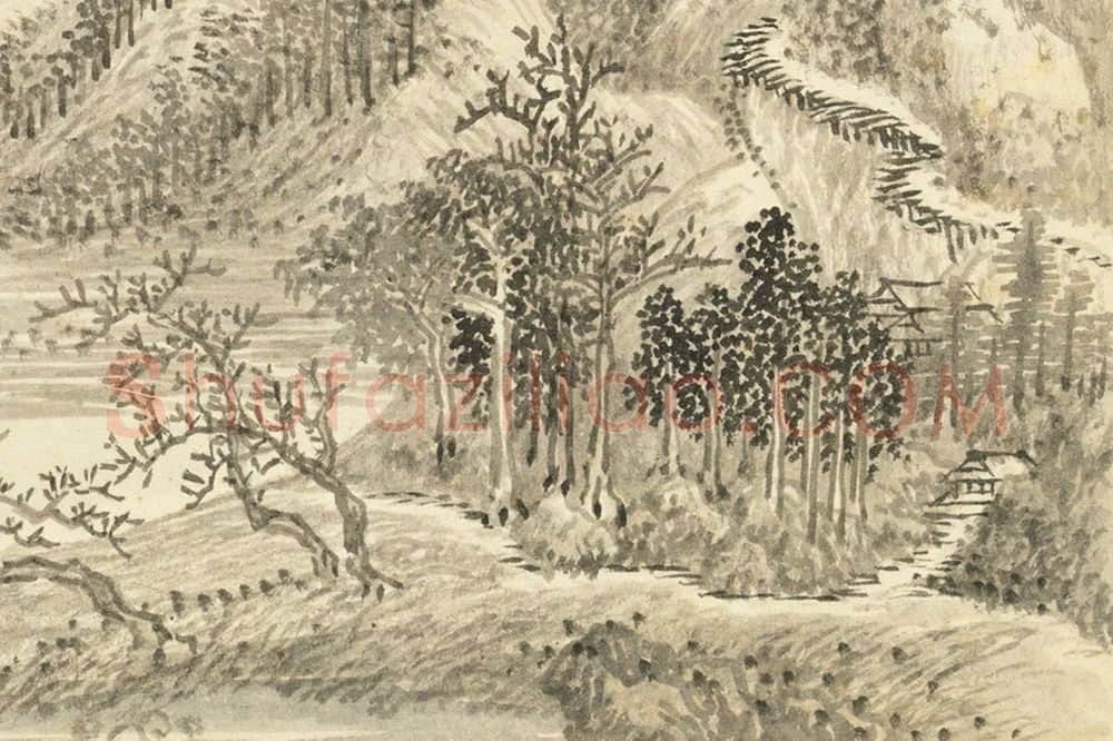 王翚山水画《仿燕文贵烟江叠嶂图》局部 (1)