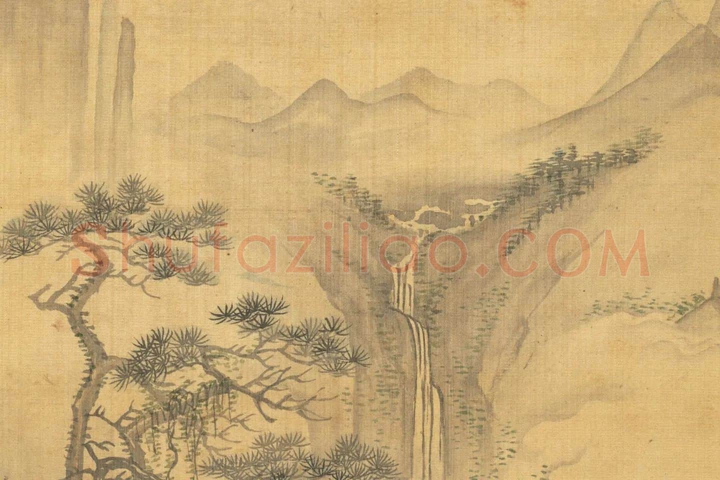 王翚《仿燕文贵松岩飞瀑图》局部 (1)