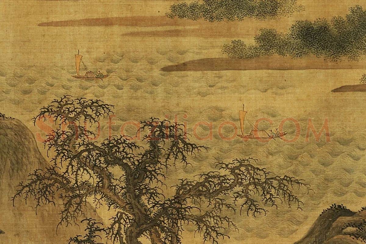 郭熙山水画《寒林蜀道卷》局部 (1)