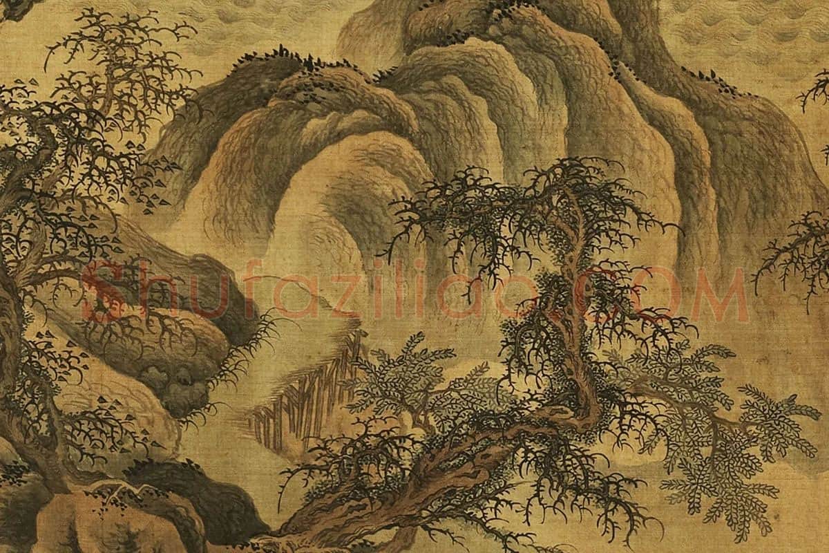 郭熙山水画《寒林蜀道卷》局部 (2)