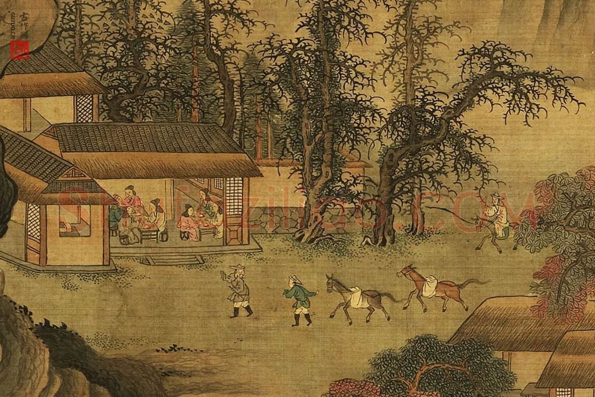 郭熙山水画《寒林蜀道卷》局部 (6)