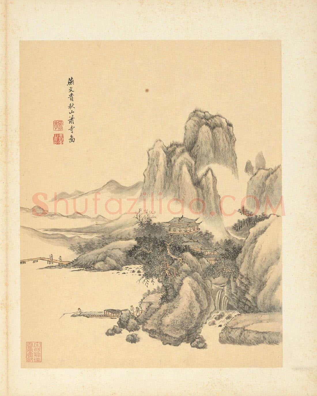王翚《仿燕文贵秋山萧寺图》山水页