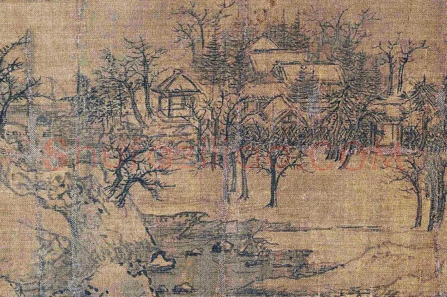 宋徽宗赵佶《雪江归棹图卷》局部 (1)