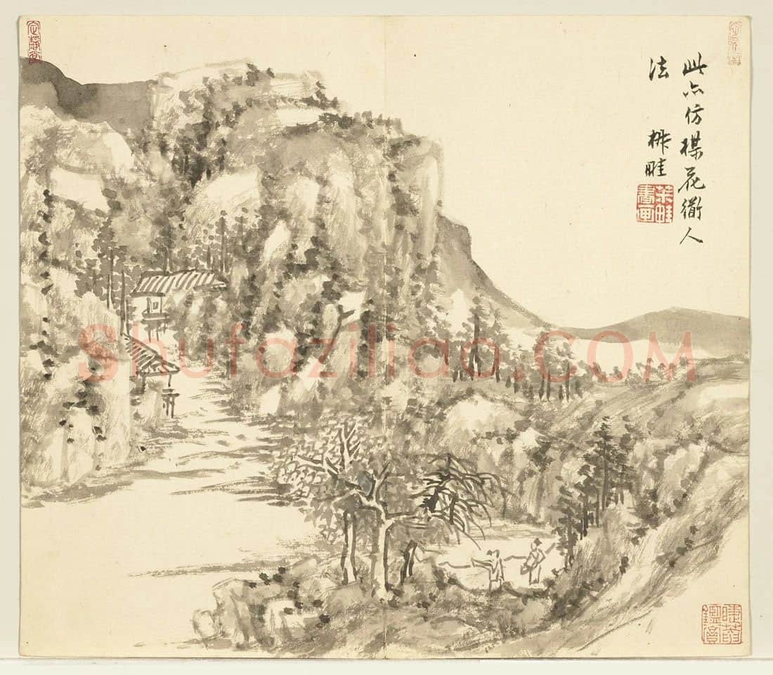 王学浩山水《仿吴镇笔法》