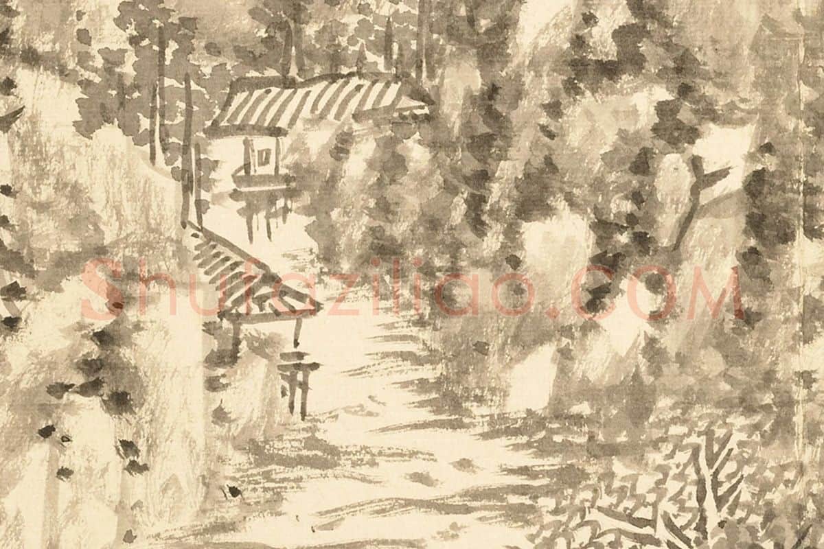 王学浩山水《仿吴镇笔法》局部 (2)