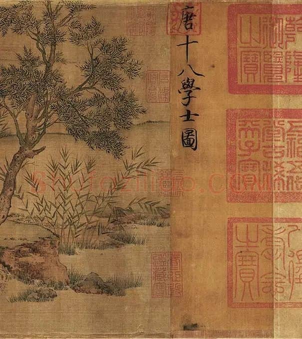 宋徽宗画唐十八学士图卷_28