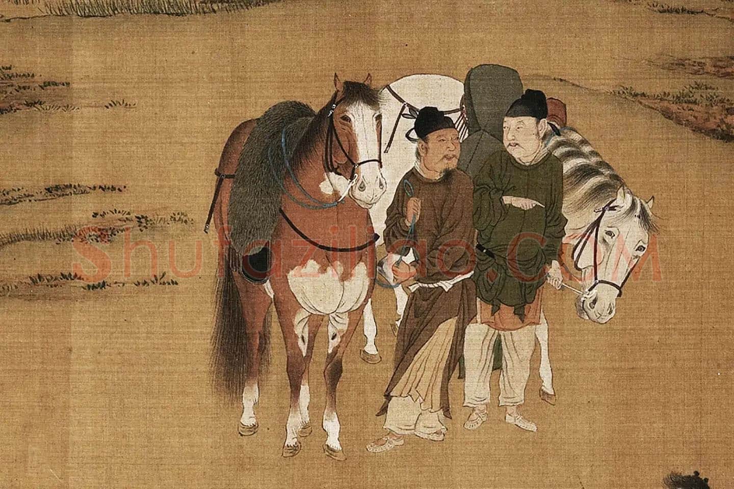 宋徽宗《画唐十八学士图》高清大图局部 (4)