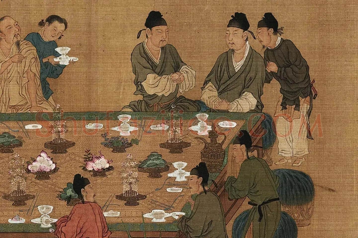 宋徽宗《画唐十八学士图》高清大图局部 (8)