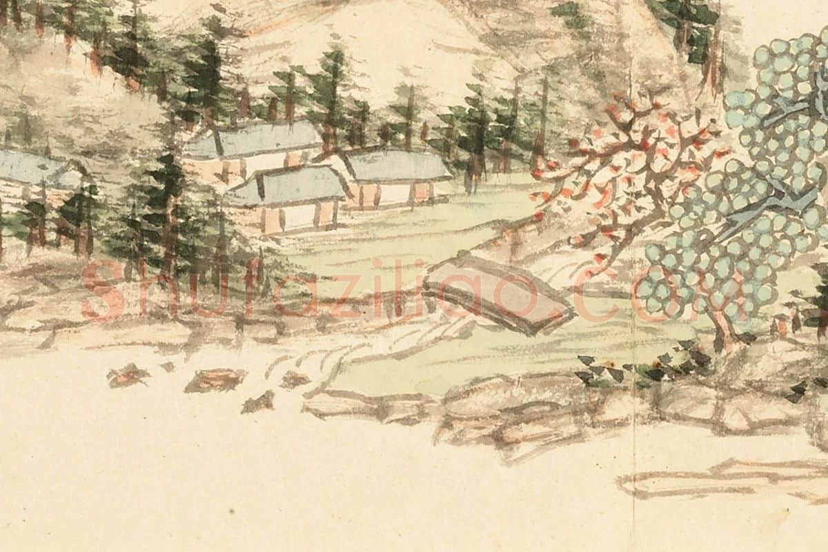 王学浩山水画《江村平远图》局部 (1)