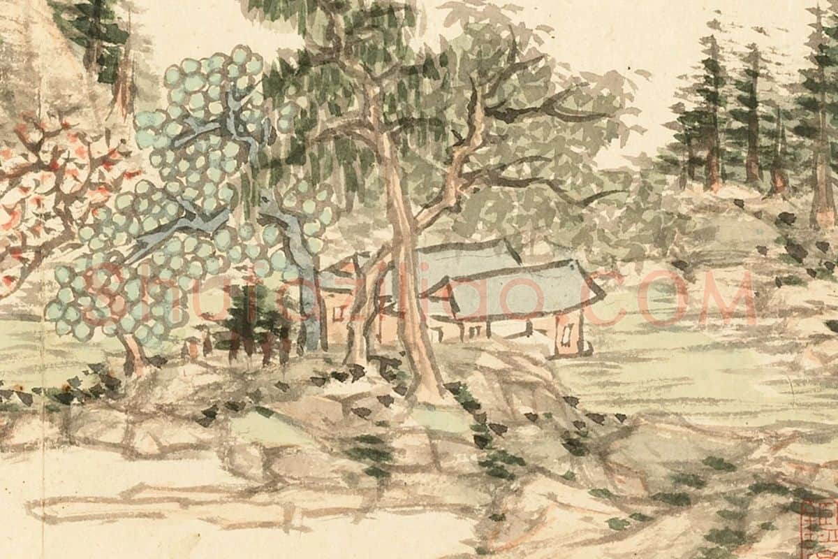 王学浩山水画《江村平远图》局部 (2)