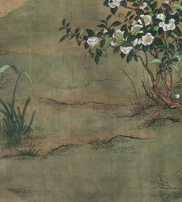 宋徽宗花鸟画卷《秋塘山鸟图》全卷_04