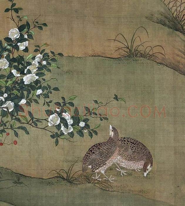 宋徽宗花鸟画卷《秋塘山鸟图》全卷_06