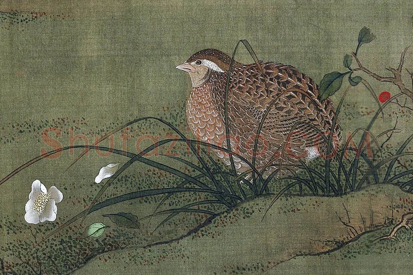 宋徽宗花鸟画《秋塘山鸟图》高清大图局部 (8)